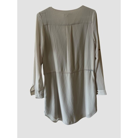 Naked Zebra Womens Shirt Dress Sz M V-Neck Roll Tab Sleeve Drawstring Waist NWT - Picture 5 of 7